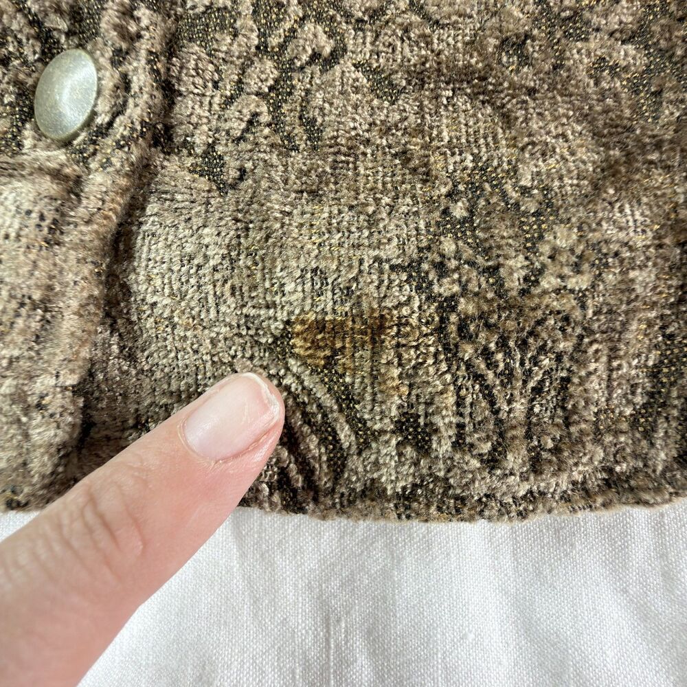 vintage 90s crafted with love tapestry chenille jacket medium bronze brown - Picture 4 of 11